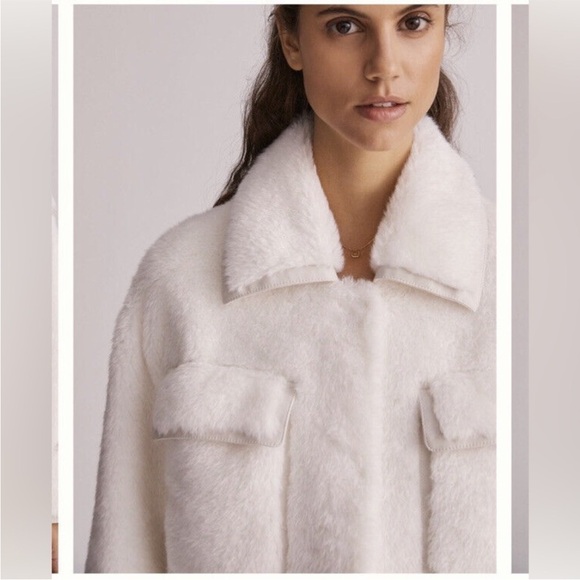 Anthropologie Maeve Cinch Waist Fur Faux Leather Jacket Size medium white - Picture 2 of 7